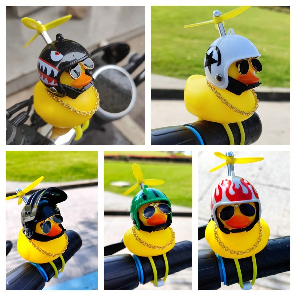 1-Pack Whimsical Rubber Duck Helmet Handlebar Accessory With Propeller And Glasses- Unique Street-Sport Bike Decoration- Fun And Quirky Gift Idea For Cyclists And Bike Enthusiasts