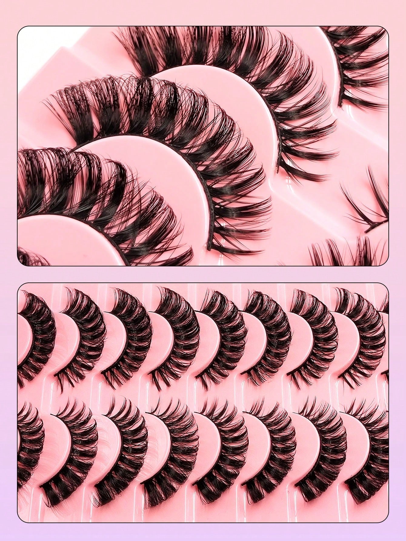 10 Pairs D Curl Russian Style False Eyelashes, Cat Eye Shape, Natural Fluffy Faux Mink Lashes, Thick And Long, Create Fox Eye Lifting Effect