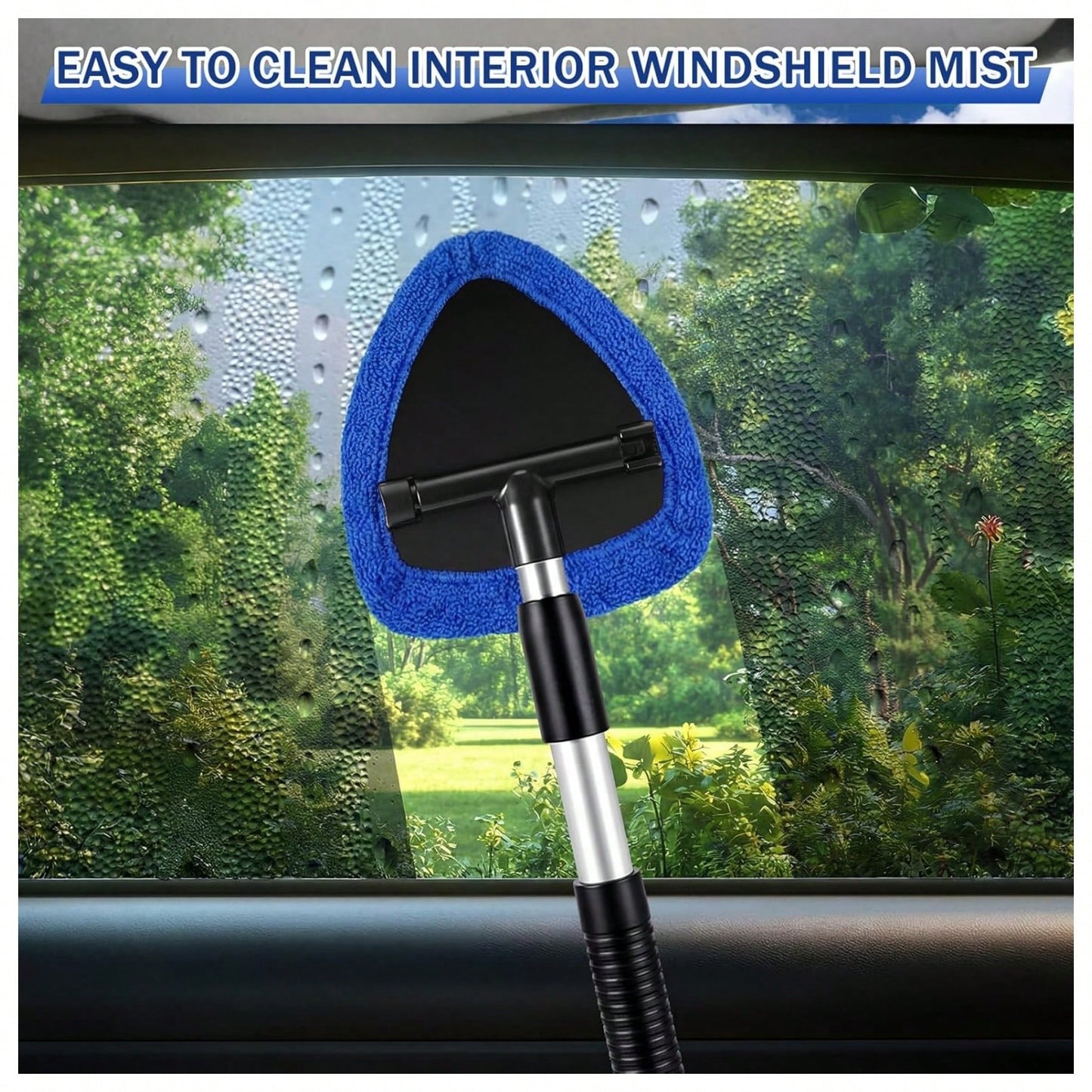 10 Pcs Car Windshield Cleaner Kits With Extendable Handle, 6 Microfiber Towel Pads, 1 Brush, 1 Wiping Sponge,1 Empty Spray Bottle For Auto Glass Wiper Suvs Rvs & Home Windows (Blue)