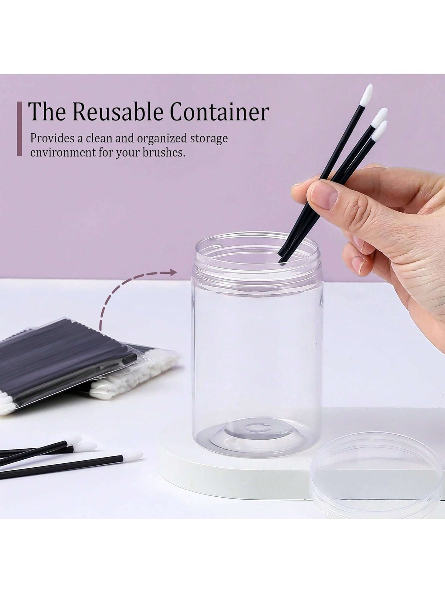 100pcs Lip Gloss Applicators With 1 Replacement Container, Lip Brush Sticks For Lipstick And Lip Gloss, Black Makeup Applicator, Cosmetic Beauty Tool Set
