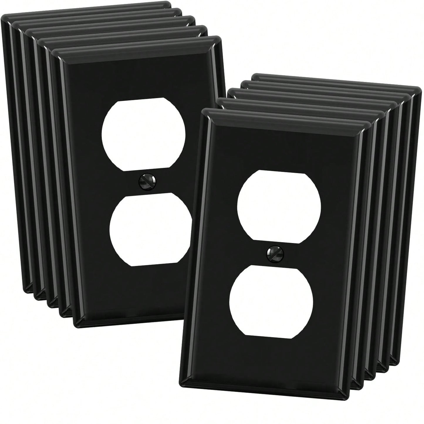 10pcs Duplex Power Outlet Wall Plates, 1-Gang Standard Size Wall Panels, Power Outlet Covers, Wall Socket Covers, With Color-Matched Screws