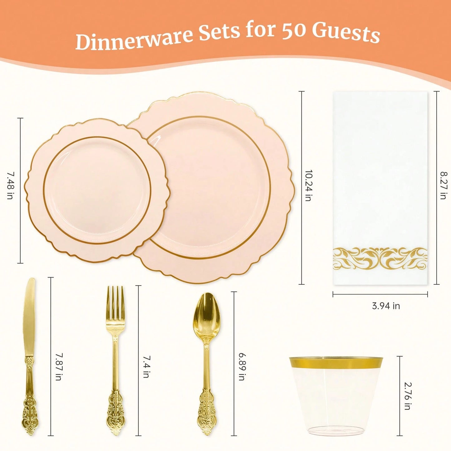175PCS Plastic White Gold Plates For Party Dinnerware Sets For 25 Guests, Vintage Disposable Plastic Party Plates Cups Spoons Forks Knives Napkins For Wedding Birthday Christmas BBQ Parties