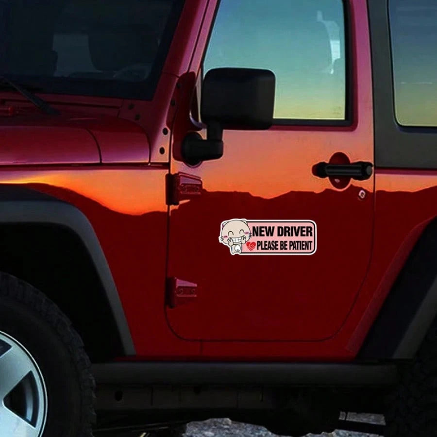 1pc "Be Patient" Vinyl Sticker, New Driver Car Decal, Cute Cartoon Cat Design, Automotive Exterior Accessories, Suitable For Girls Vehicle, Car Decoration