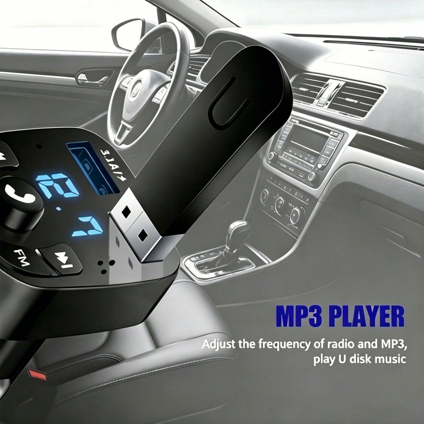 1pc Car Wireless 5.3 FM Transmitter, Hands-Free MP3 Player, Dual USB And PD Fast Charging Ports, Car Radio Adapter, Car Accessories