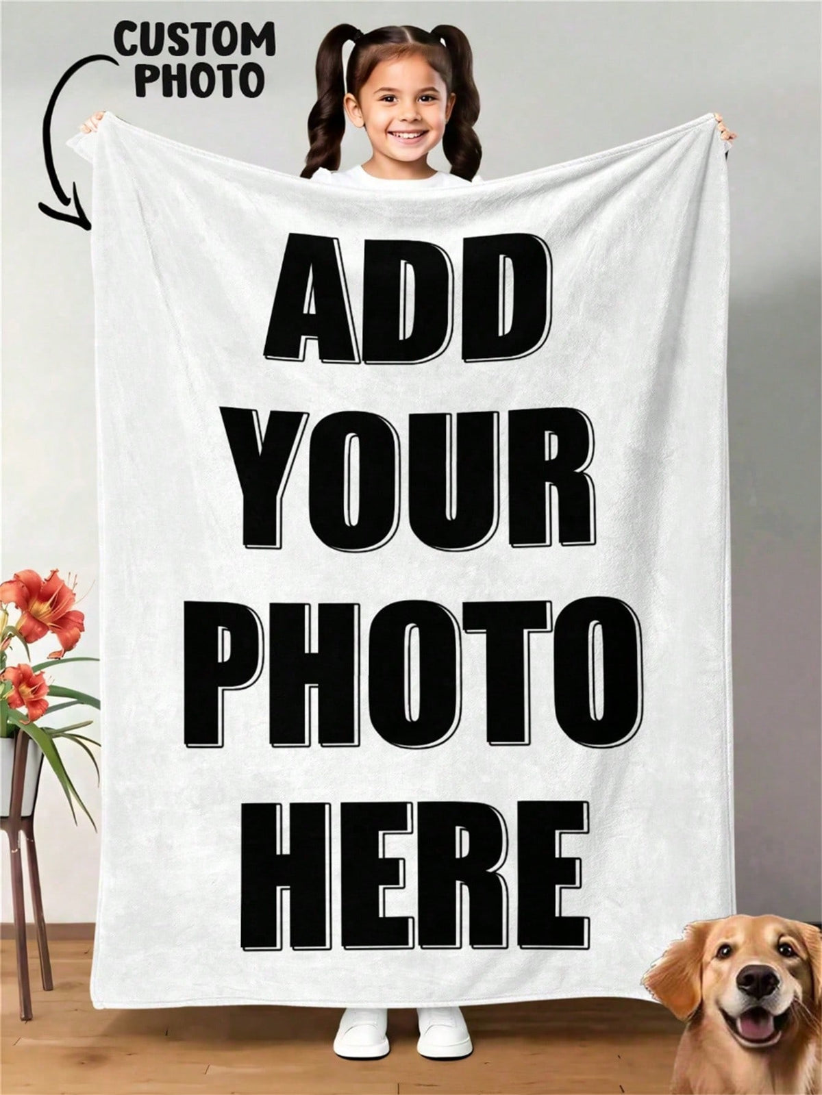 1pc Customizable Photo Blanket, Family Blanket, Photo Blanket, 9-Grid Pattern, Commemorative Blanket. Suitable As Girl, Boy, Adult, Valentine's Day, Lightweight, Baby Blanket, Personalized Blanket, Pe