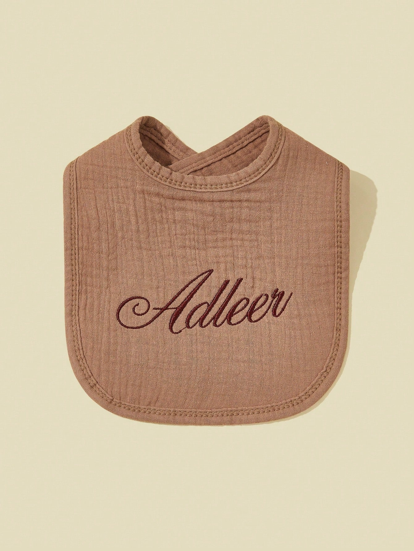 1pc Customizable Text Design Baby Bibs, Soft Absorbent Breathable Pure Cotton Plain, Suitable For Boys And Girls, All Seasons
