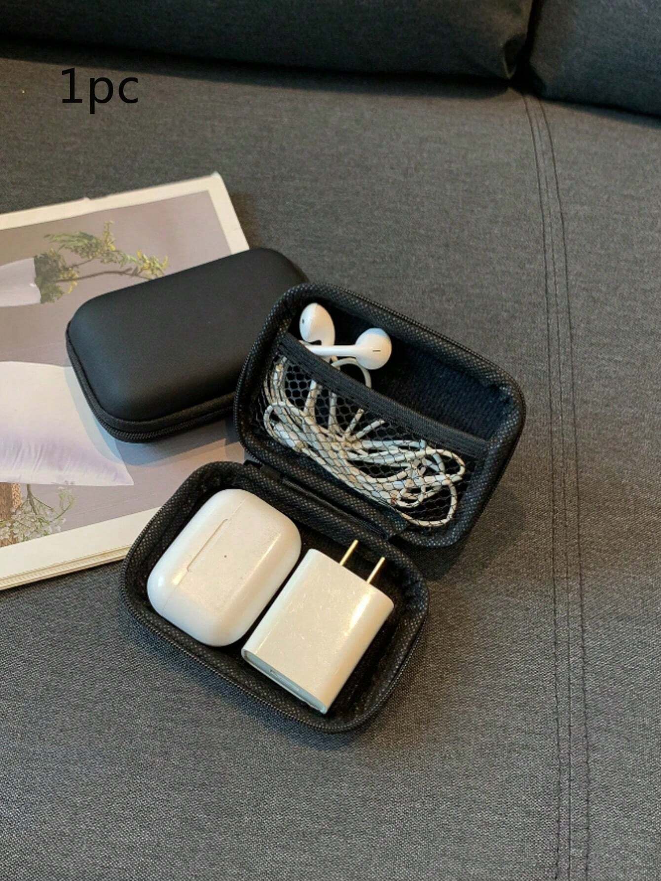 1Pc Digital Accessories Eva Storage Box For Changer Cable Durable Storage Box, Digital Accessories Storage Bag, Portable Double-Layer Power Hard Drive Protective Case, Dust-Proof Data Cable U Disk Ear