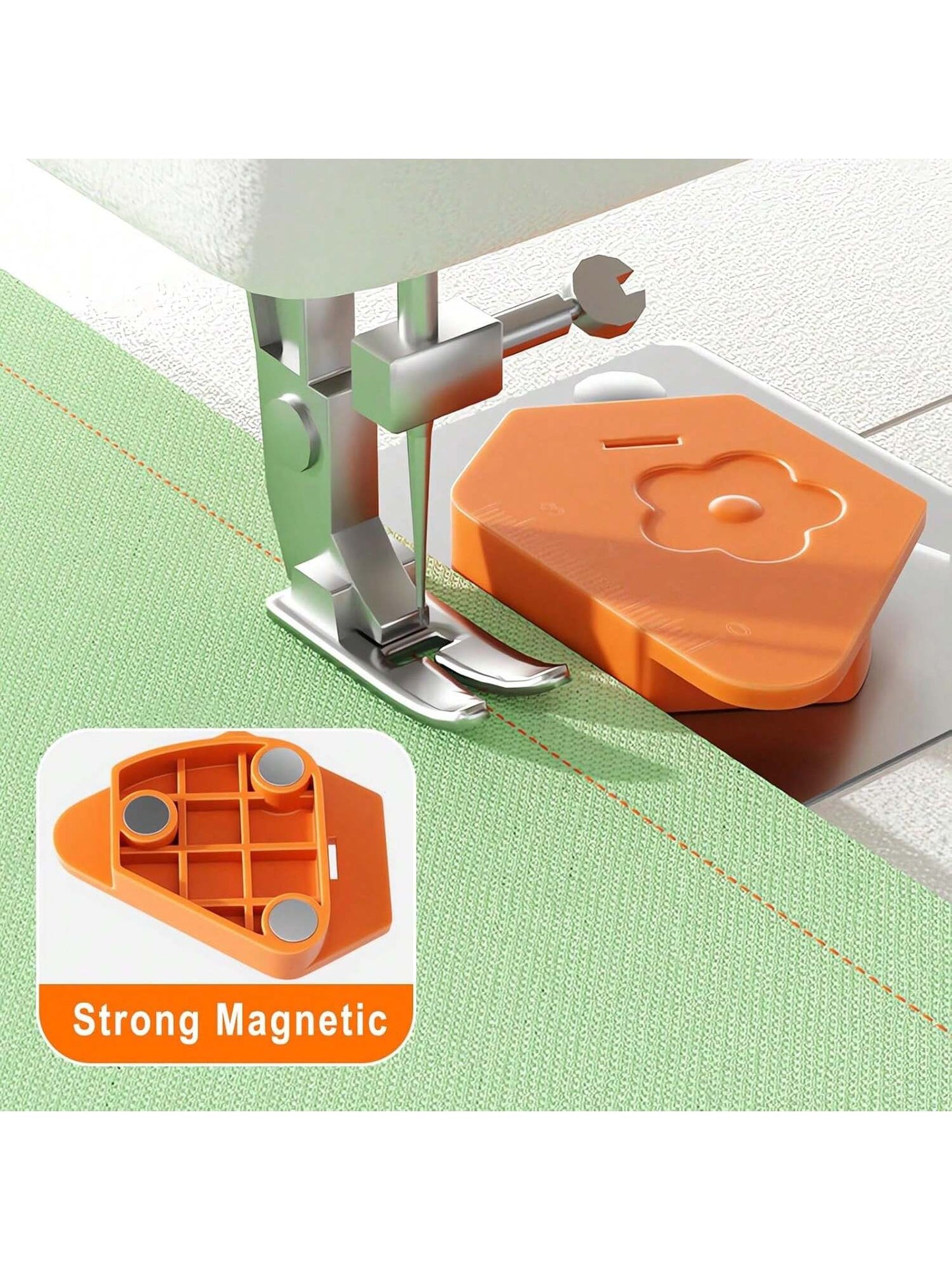 1PC Magnetic Seam Guide For Sewing Machine, Polygonal Seam Guide Hemmer Guide With Scale, Magnetic Sewing Guide,Sewing Supplies And Accessories