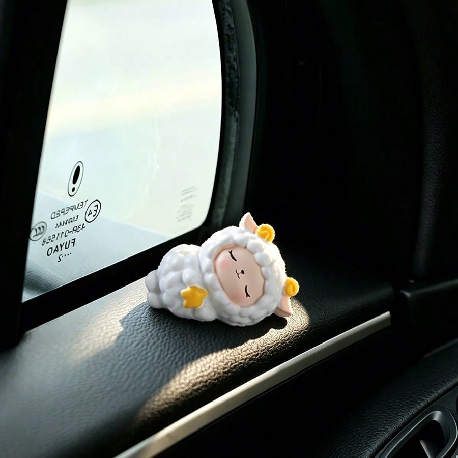 1pc Mini Cute Sheep Desktop Ornament, Car Dashboard & Computer Screen Decor, Cake Topper Figurine, Girly Gift For Women