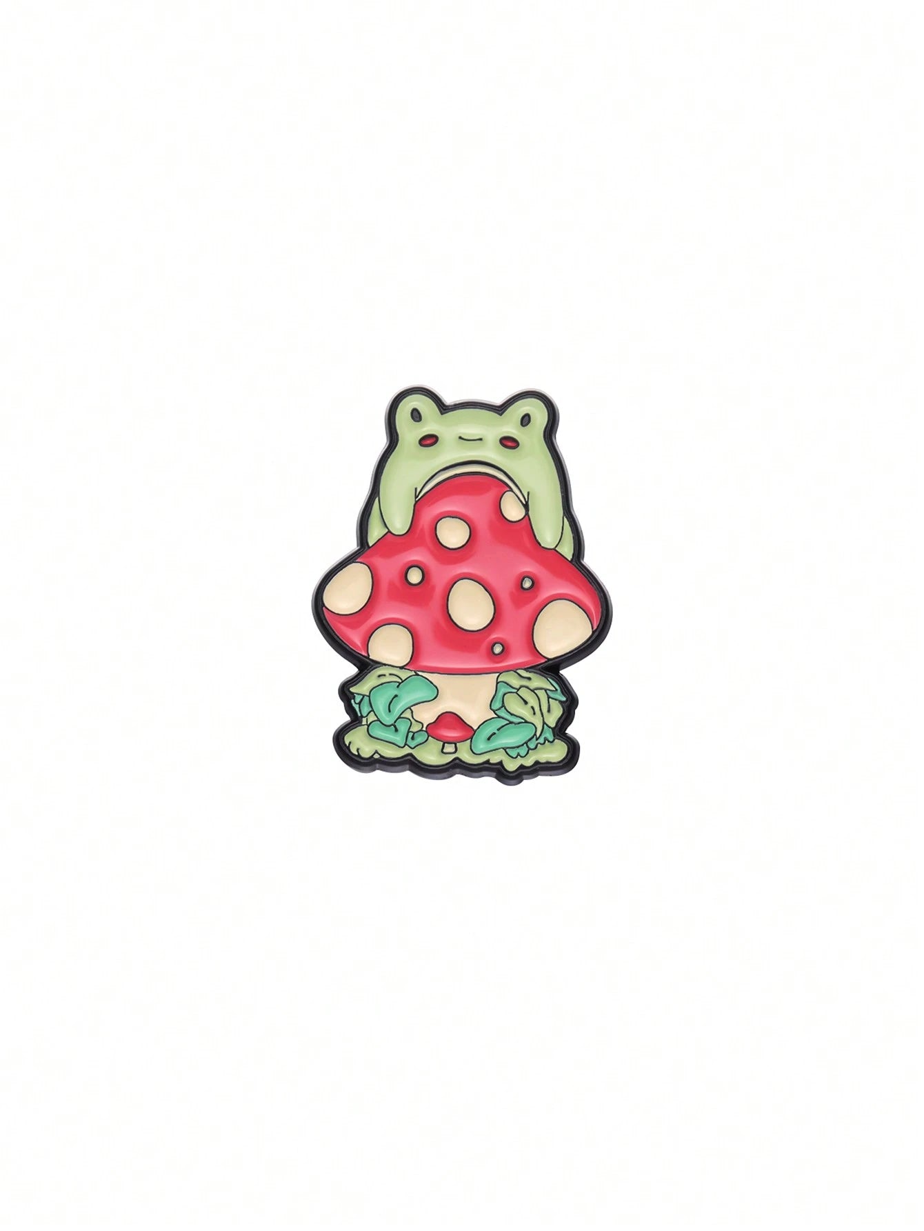 1pc Mushroom Playing Piano Cartoon Frog Enamel Pin Badge, Fashionable Jewelry Accessory Suitable For Daily Use For Men And Women