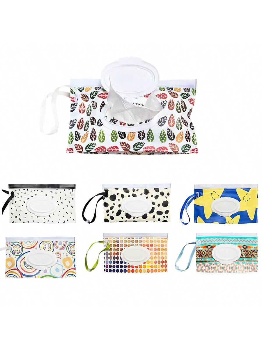 1pc Portable Wet Wipe Bag Tissue Dispenser Box, Baby Wet Wipes Storage Organizer Holder, Flip-Top Handle Design, Waterproofbaby Shower Family Decorations Gifts