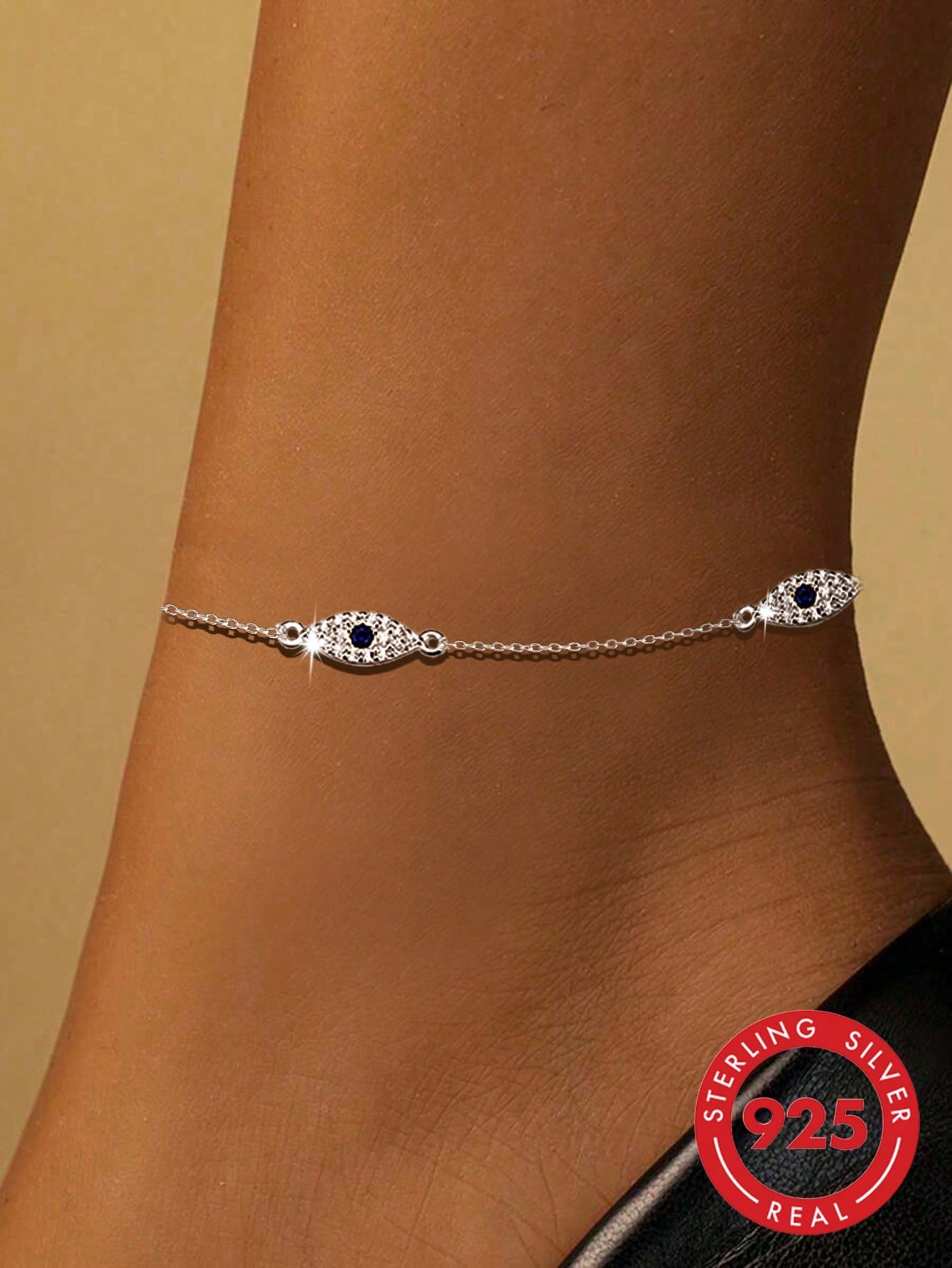 1pc S925 Sterling Silver Evil Eye Anklet For Women, Minimalist Elegant Delicate Chain Foot Jewelry, Niche Fashion Gift For Girlfriend Best Friend Holiday