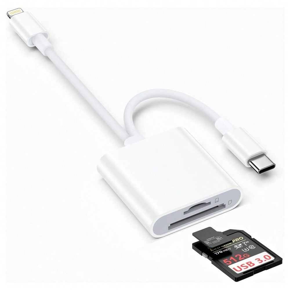 1pc SD Card Reader Compatible With IPhone/ Camera, Dual Slot Memory Card Reader Supports SD And TF Cards, Camera Viewer SD Card Adapter, Portable Micro SD Card Reader, No App/Plug & Play, Compatible W