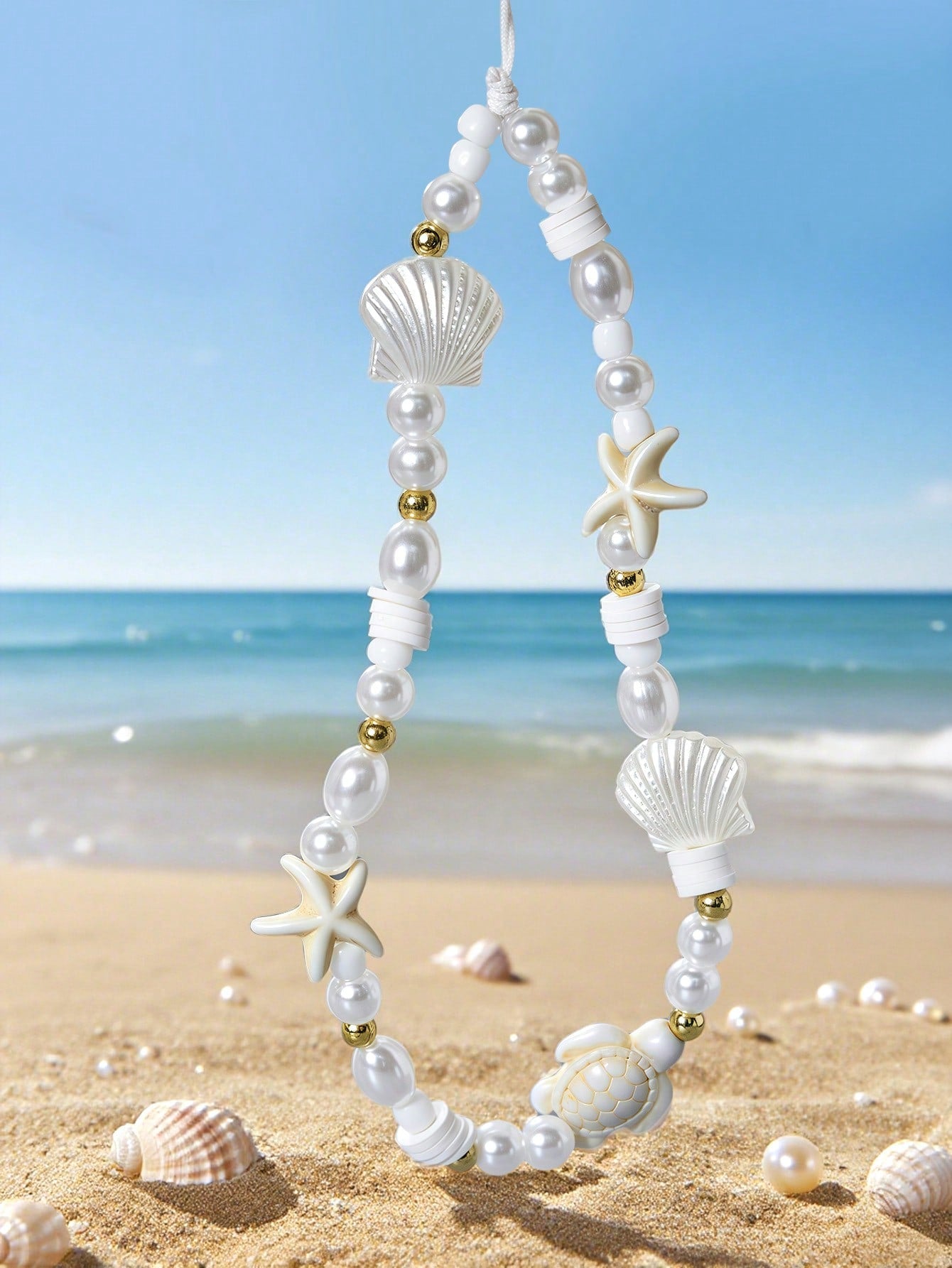 1pc Summer Ocean Creature Vacation Style Beaded Smartphone Lanyard Phone Strap Travel Vacation Accessory Pendant Phone Decoration Phone Accessory Smartphone Wristband Smartphone Shoulder Bag (Due To S