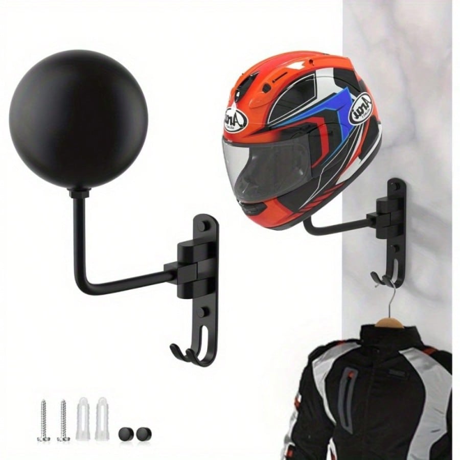 1pc Swivel Helmet Holder, Motorcycle/Bicycle Enthusiasts "Helmet Storage + Display" Dual-Use Essential! Designed For Motorcycle And Bicycle Riders, With "180-Degree Rotation + Wall-Mounted Installatio