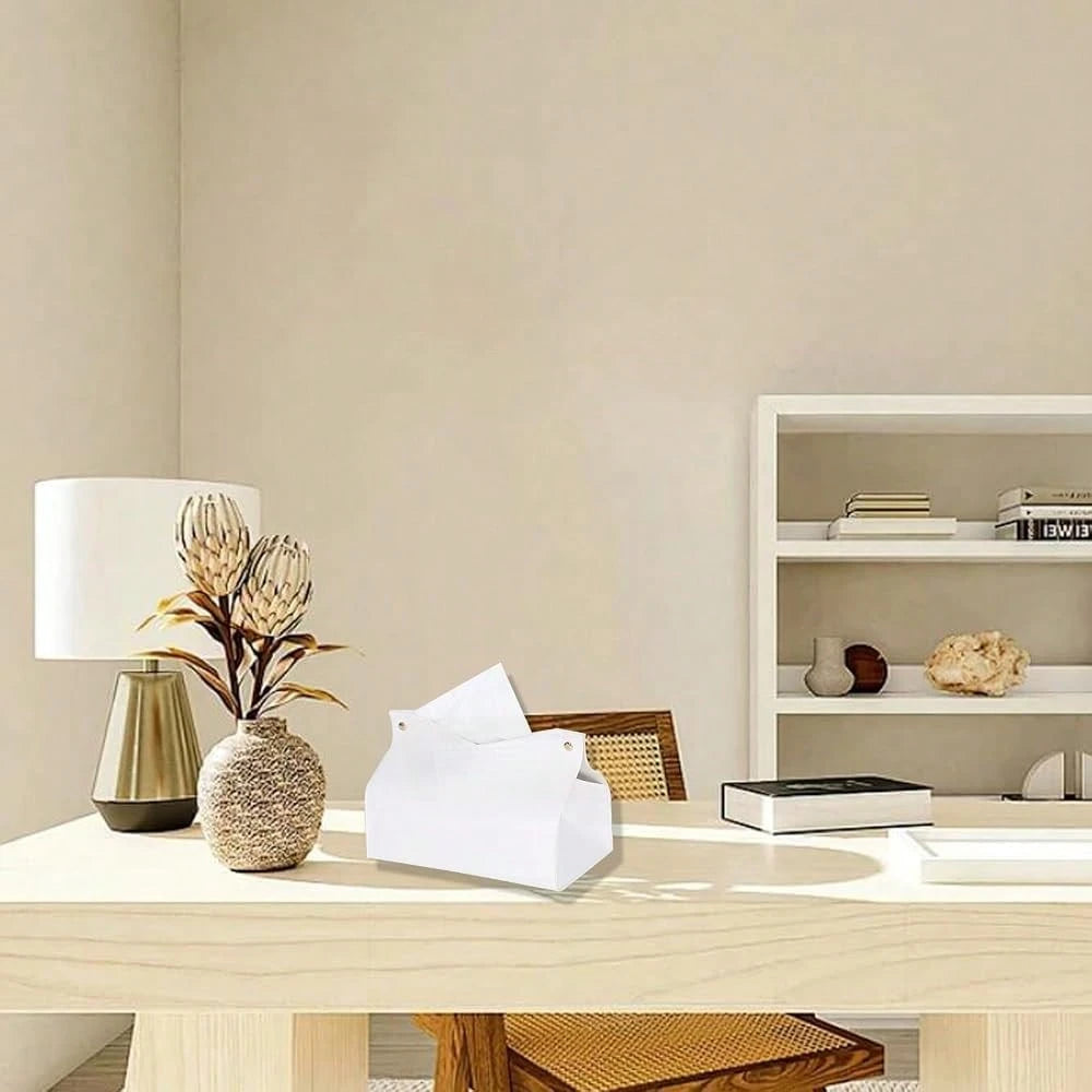 1Pcs PU Leather Tissue Box Cover Rectangle Issue Box Cover Modern Leather Tissue Box Holder For Vanity Countertop Night Stands Livingro