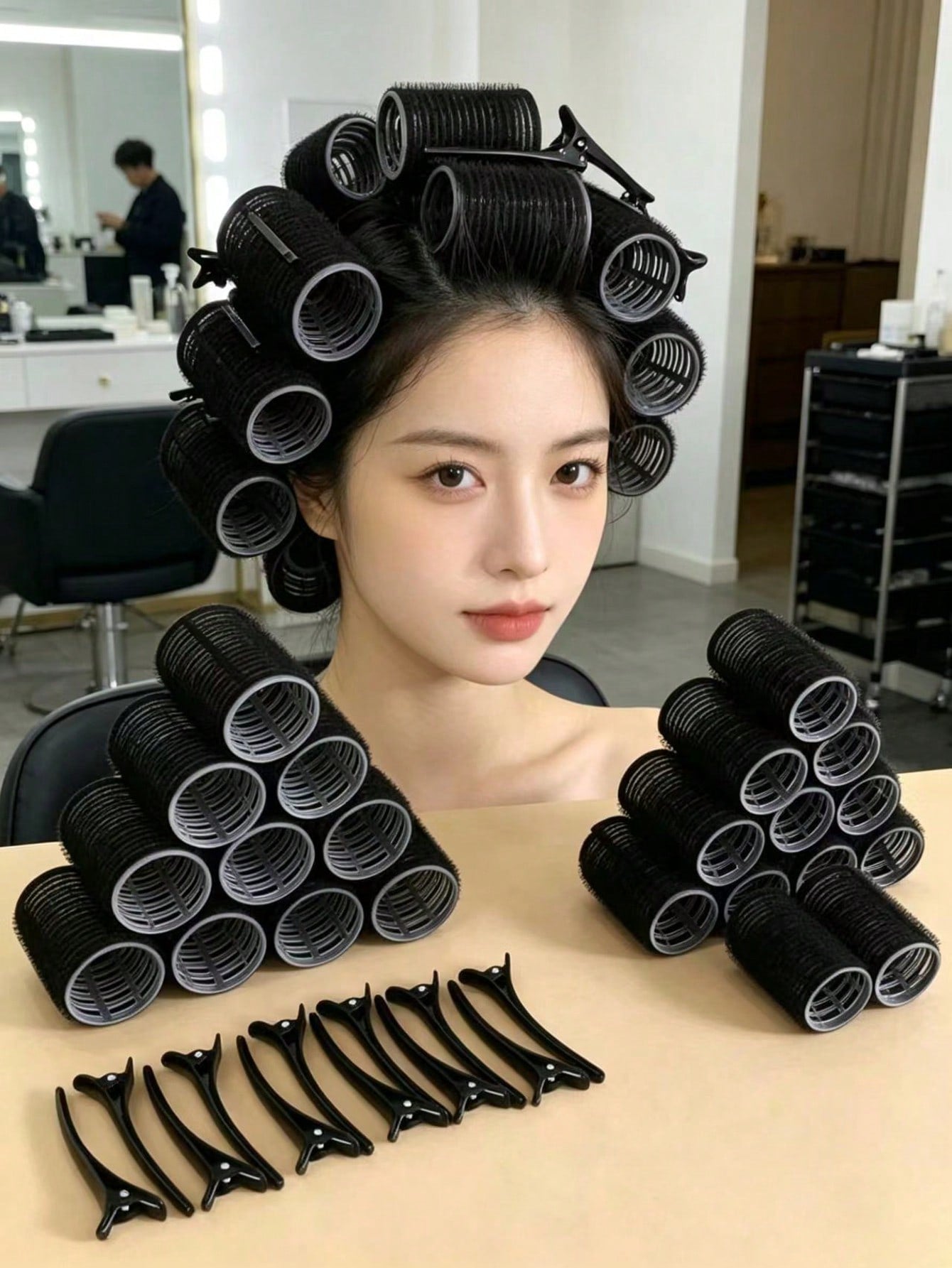 24pcs/Set Women's Hair Curlers, Including Self-Adhesive Hair Rollers And Clips, Suitable For Women/Girls, Reusable, Durable, Daily Essential, Time-Saving And Convenient, Hair Styling Tool