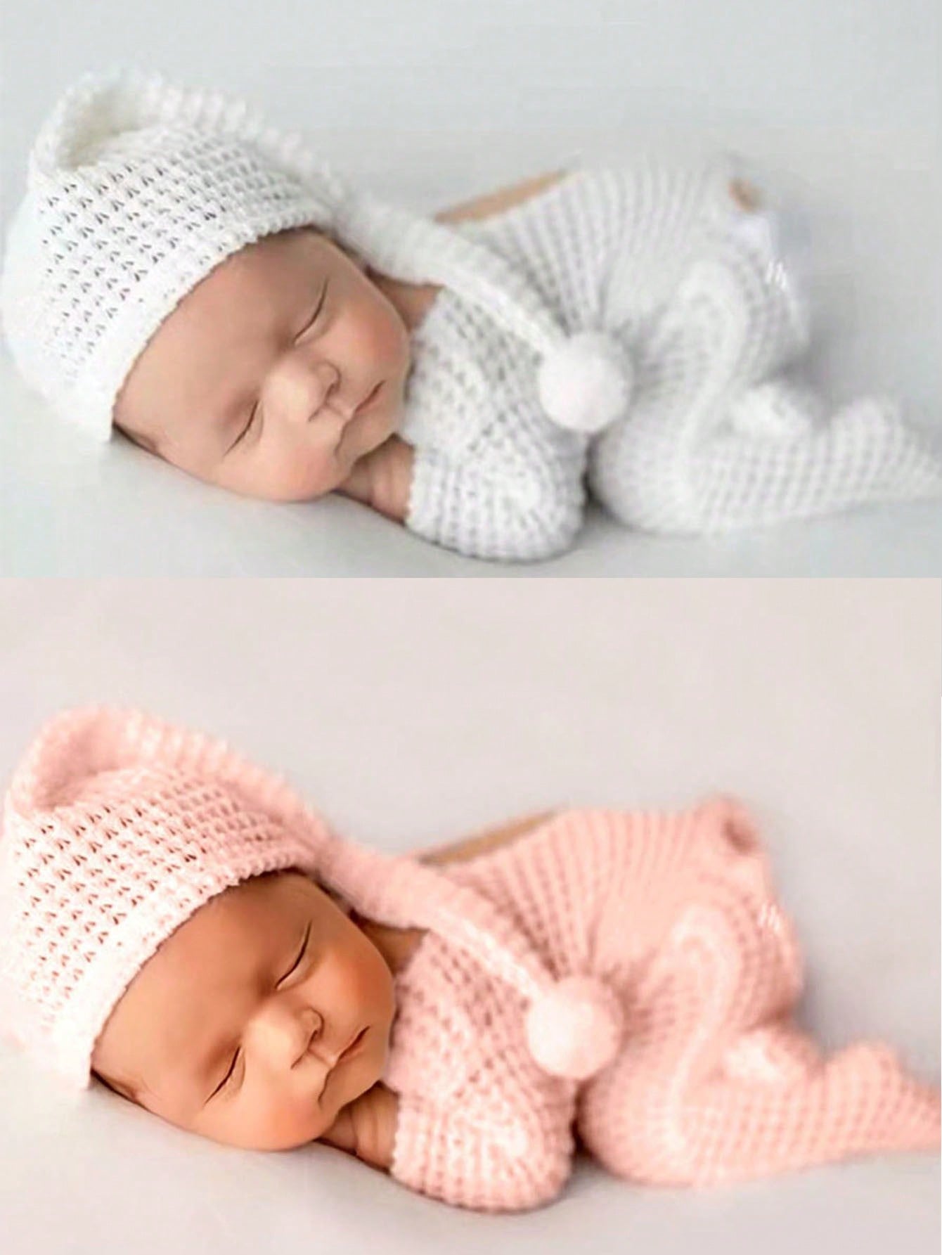 2pcs Newborn Photography White Jumpsuit Baby Photo Clothes Knitted Infant Romper For Boys And Girls 0-3 Months Baby Shower Family Decorations Gifts Baby Shower Easter Gifts Things For Girls/Boys