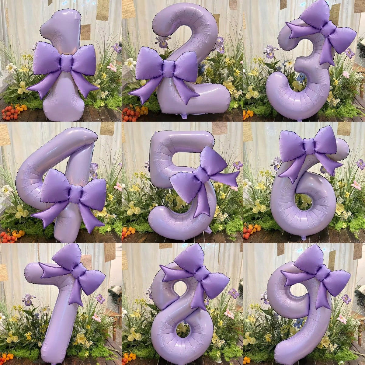 2pcs/Set 39-Inch Purple Number 0-9 Balloons, 21-Inch Bow Foil Balloons, Suitable For Birthday, Anniversary, Wedding, Baby Shower, Princess Party, Proposal And Other Holidays, Suitable For All Ages Bal