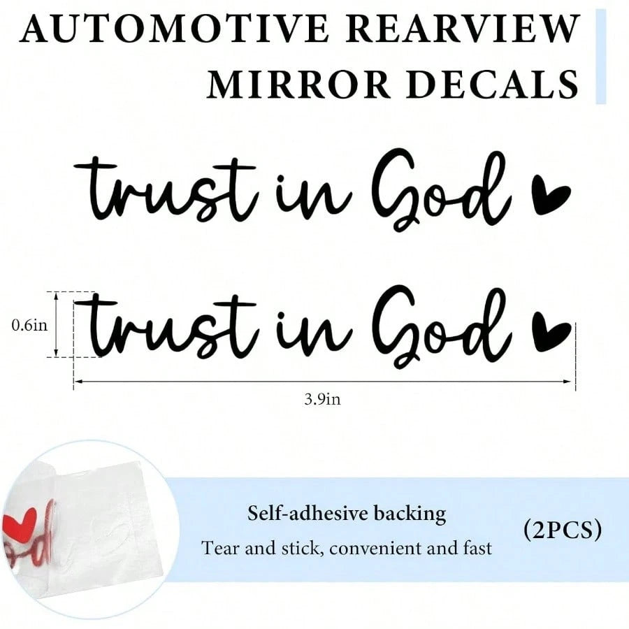 2PCS Trust In God Rearview Mirror Decals, Christian Jesus Sticker Cute Car Mirror Decoration, Waterproof Vinyl Decal Decorative Accessories Rear Side Mirrors Bumper Laptop Red