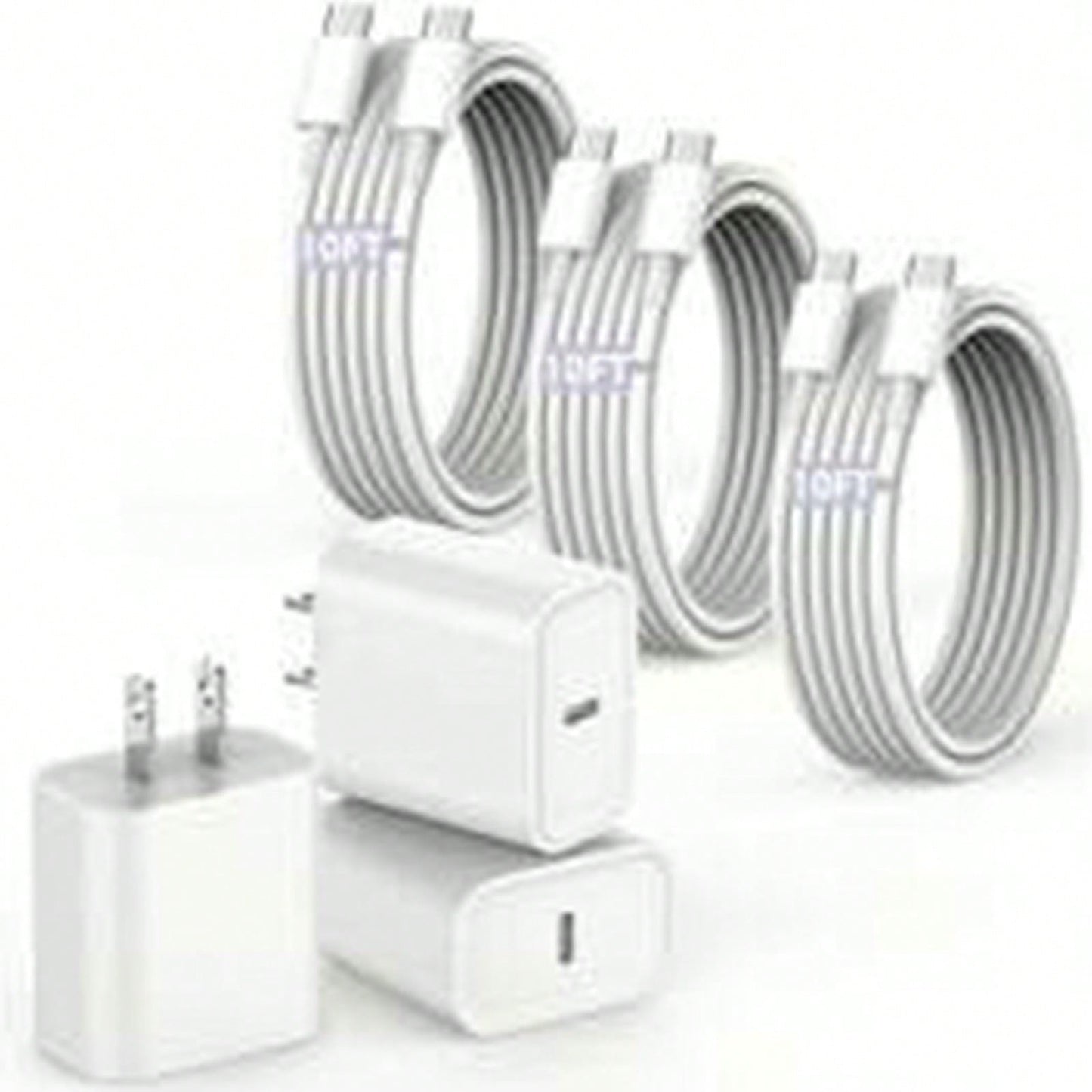 3PCS Fast Charging Type-C Charger Block With 4FT Cable Set- Compatible With Mobile Phone 16/15 Series, IPad, Portable Adapter For Travel, Office, Home, Local Warehouse