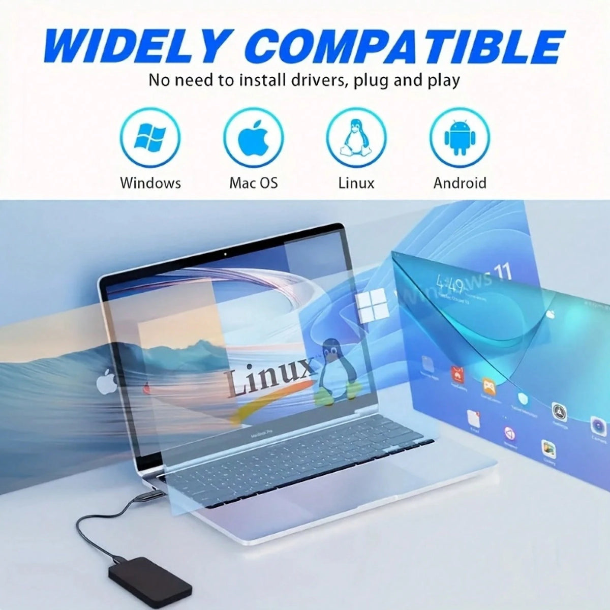 4TB 2TB Portable External Hard Drive, USB 3.0 Mechanical Hard Drive With Intelligent Sleep Design, Large Capacity Storage 4TB 2TB, Exfat File System, Compatible With Laptop, Brushed Texture With High