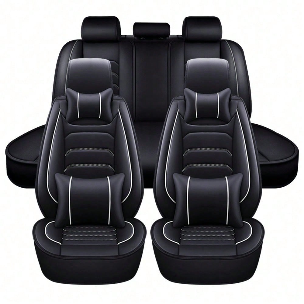 5 Seats Universal Car Seat Covers Full Set Waterproof PU Leather Automotive Seat Cushions Compatible With SUV Sedan All 5-Seater Vehicles