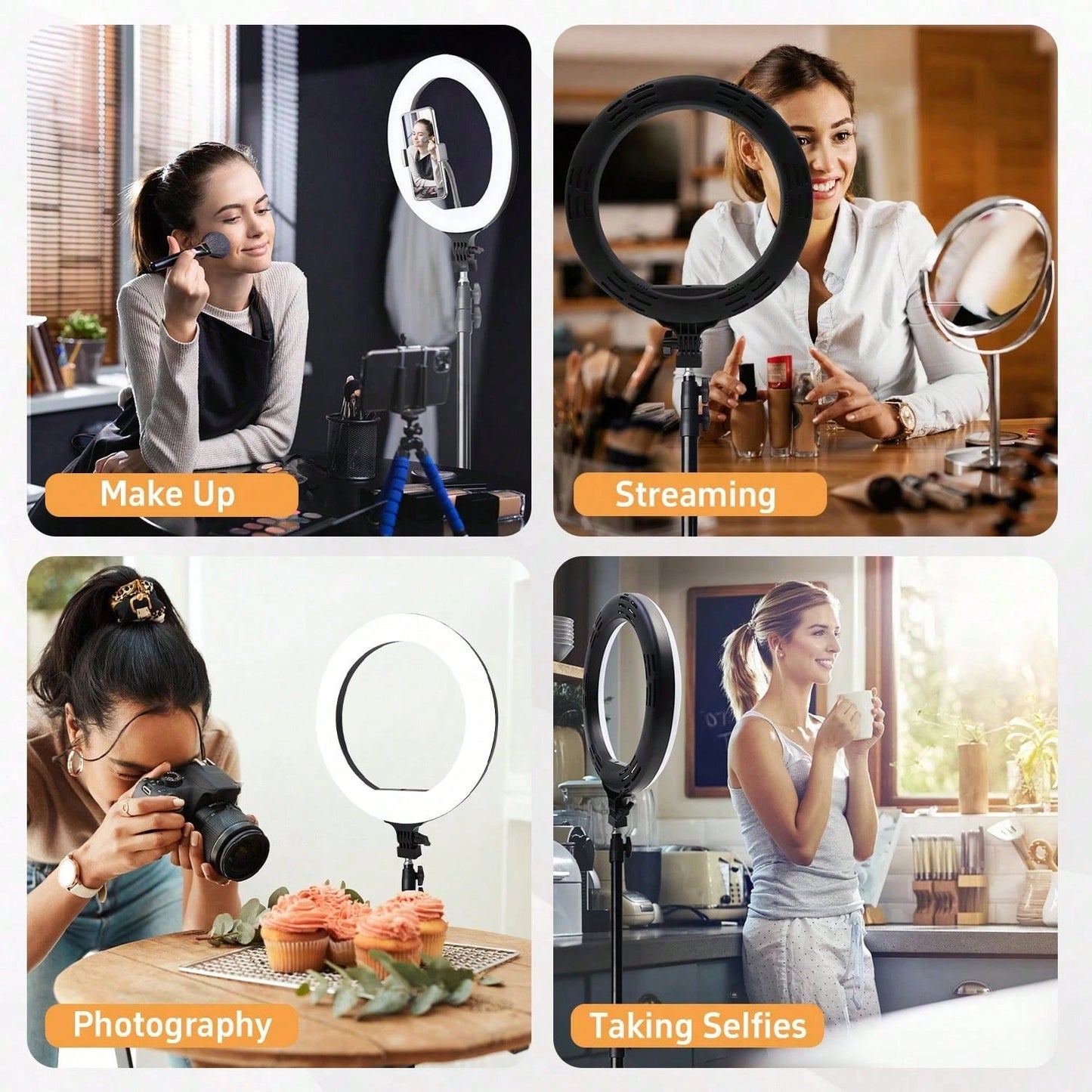 A Set Of 10-Inch LED Ring Light Set/Multi-Function Fill Light, With 63-Inch Adjustable Triangle Bracket And A Universal Phone Clip, USB Power Supply, LED Ring Light 3 Colors Can Be Switched, Flexible