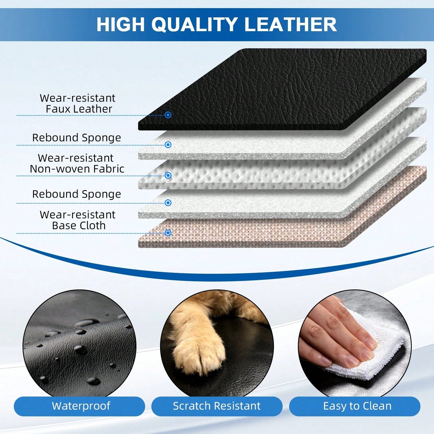 Black Car Seat Covers Full Set Waterproof Comfortable Car Seat Protectors Luxury PU Leather Car Seat Cushion Padded Front Rear Seats Covers Airbag Compatible Easy To Install Clean Universal Fit For Mo