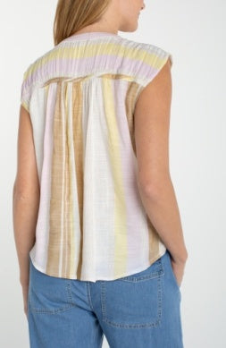 Button Front Dolman Sleeve Blouse Neapolitan