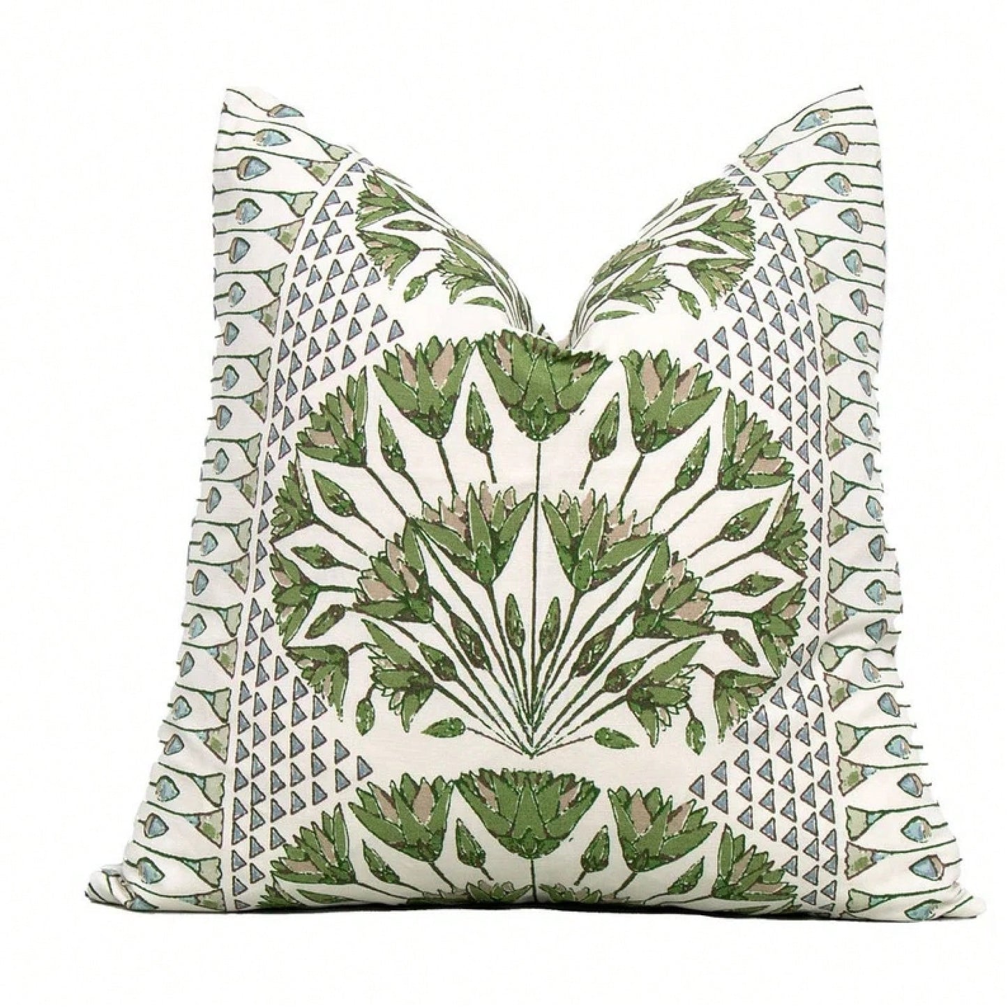 Cairo Green And White Decorative Pillow Cover 18x18 Inch, 20x20 Inch, Euro Shams, Lumbar Size, Pillow Cover