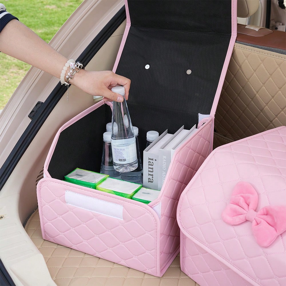 Car Trunk Storage Box Leather Multifunctional Vehicle Foldable Storage Box Organizer Car Interior Accessories