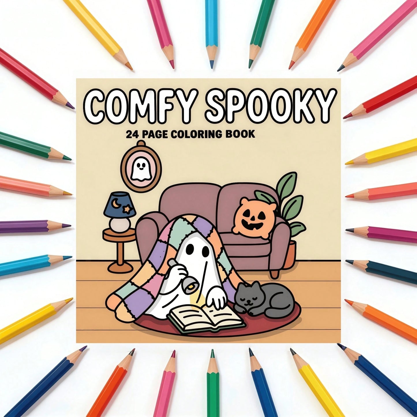 "Cozy Halloween" 24-Page Coloring Book, Designed For Warm Evenings, Hot Drinks And Just The Right Amount Of Halloween Charm. It Blends Cute Halloween Vibes With Relaxing And Cozy Scenes, Suitable For