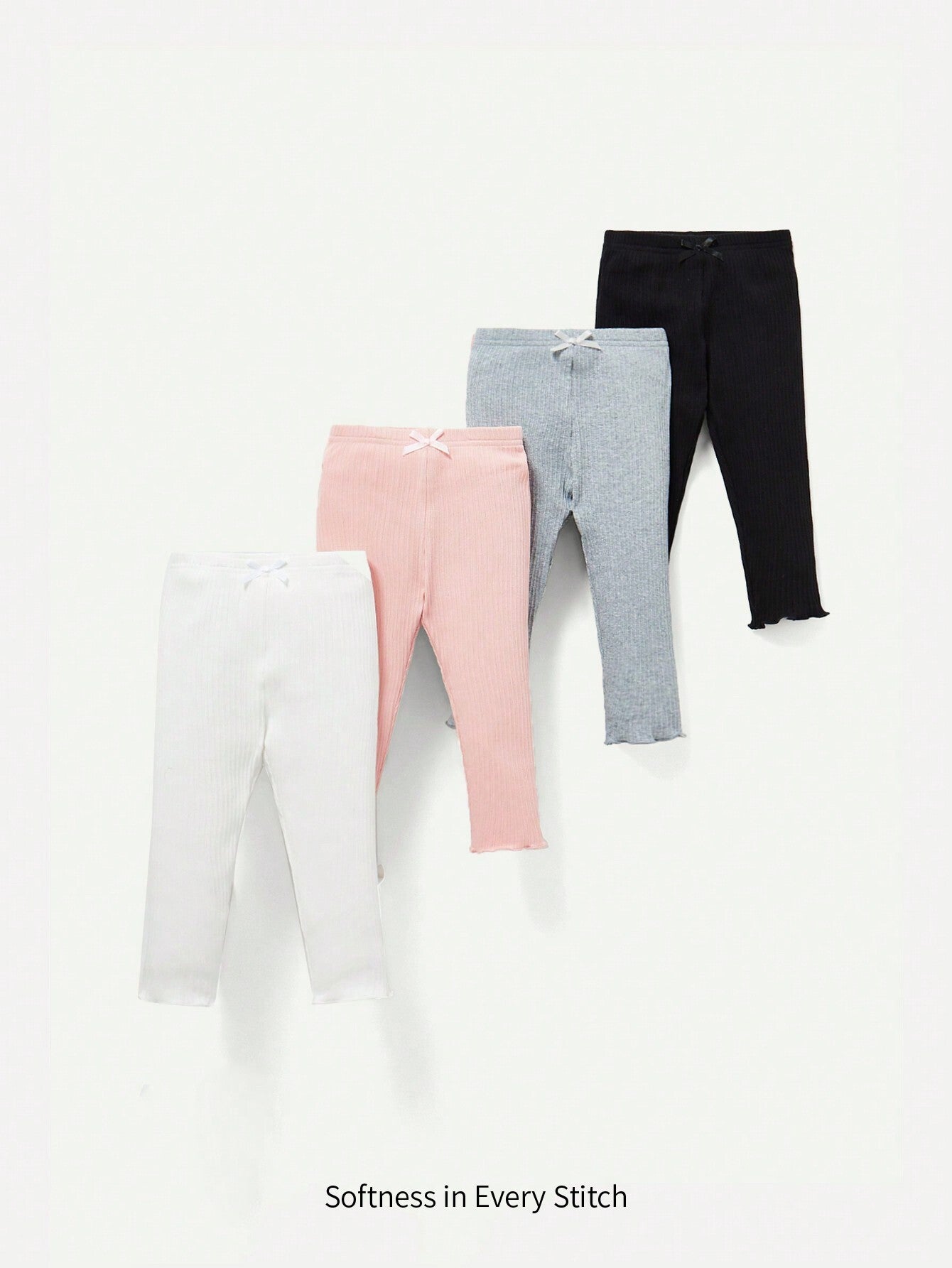 Cozy Pixies Baby Girls' Butterfly Applique Elastic Hem Solid Color Pants 4pcs Set Chic Autumn/Winter