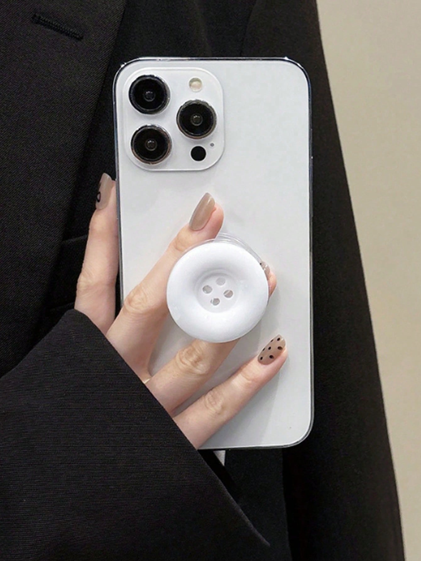 Cute Button-Style Telescopic Mobile Phone Holder- Foldable Integrated Lazy Stand, Suitable For Desk Office And Entertainment, Back Sticky Stable Support, Universal Portable Design, Mobile Phone Back
