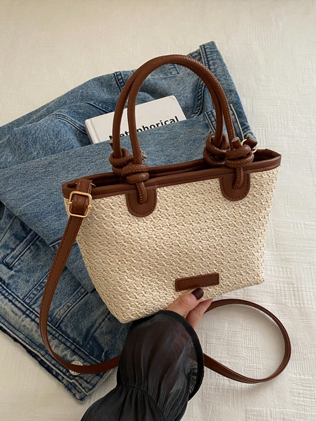 DAZY 2025 Women's Woven One Shoulder Crossbody Bag, Large Capacity Vacation Tote Beach Handbag For Commute,Holiday,Straw Bag