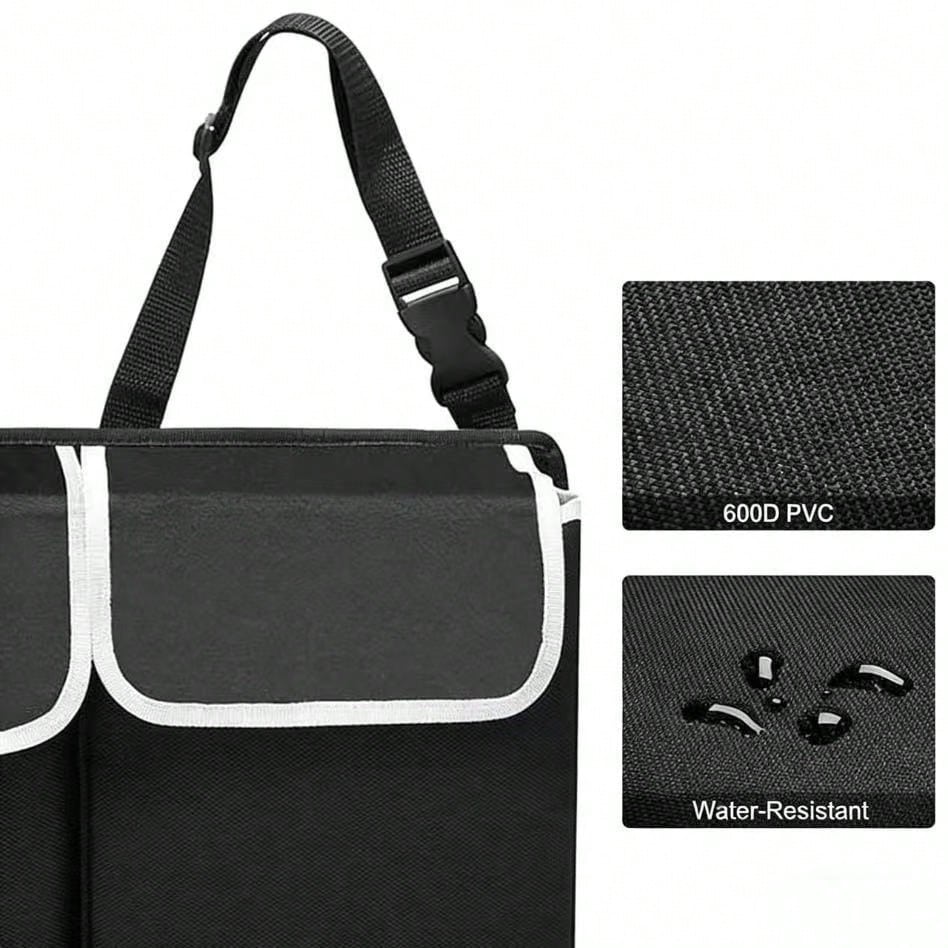 Foldable Car Backseat Organizer, Hanging Trunk Storage Bag With Large Capacity Pockets, Water-Resistant Auto Trunk Organizer For Car, SUV, Minivan, Universal Fit Vehicle Organizer For Trunk