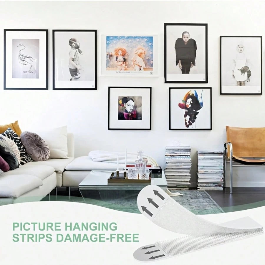 GdBaijiBailihe Picture Hanging Strips Heavy Duty, Removable Adhesive Poster Strips For Frame Mounting Strips Without Nails, Damage Free Hanging Poster Hangers For Classroom, Dorm, Apartment Essentials