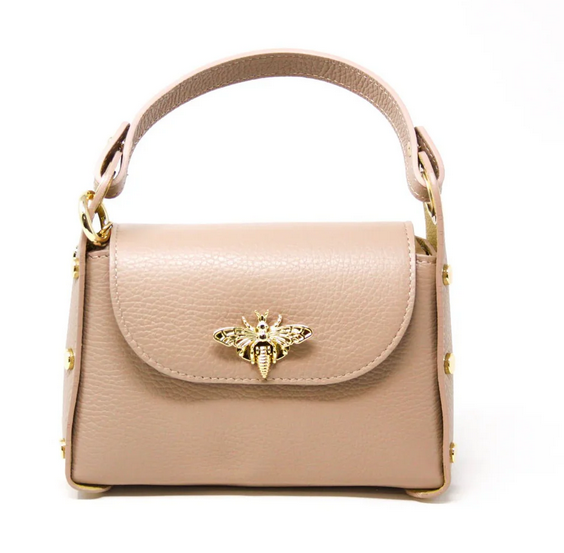 German Fuentes Genuine Italian Leather Bumblebee Mini Bag Nude