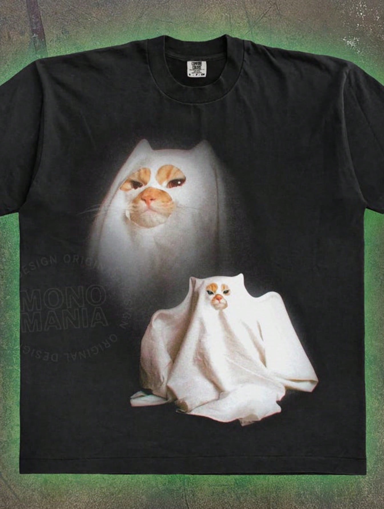 Ghost Kitten Comfort Shirt, Retro Halloween Cat Graphic Shirt, Funny Halloween Gift, Cat Halloween