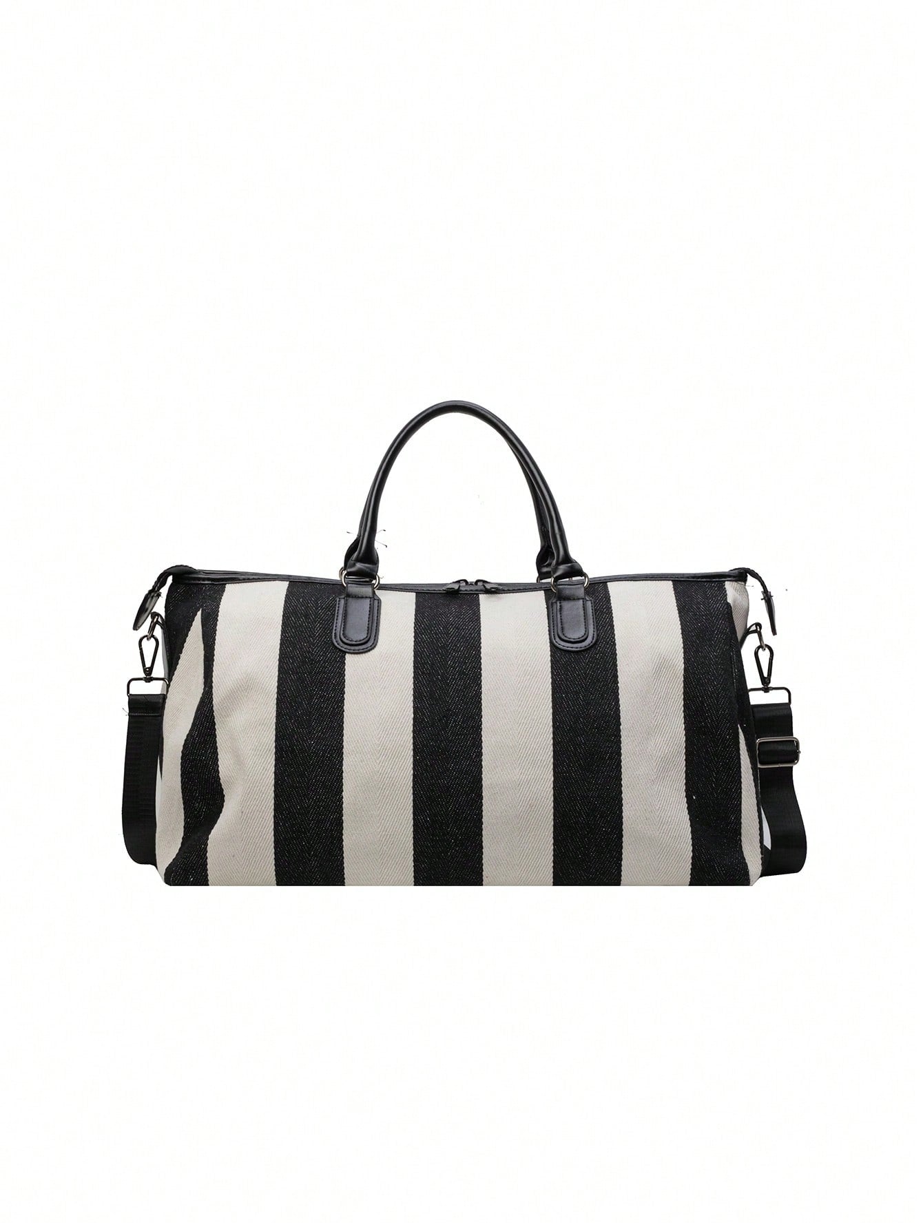 High End Travel Bag, Large Capacity Clothing Storage Bag, Portable Business Travel Boarding Luggage Bag, Stylish Contrasting Striped Design Bag