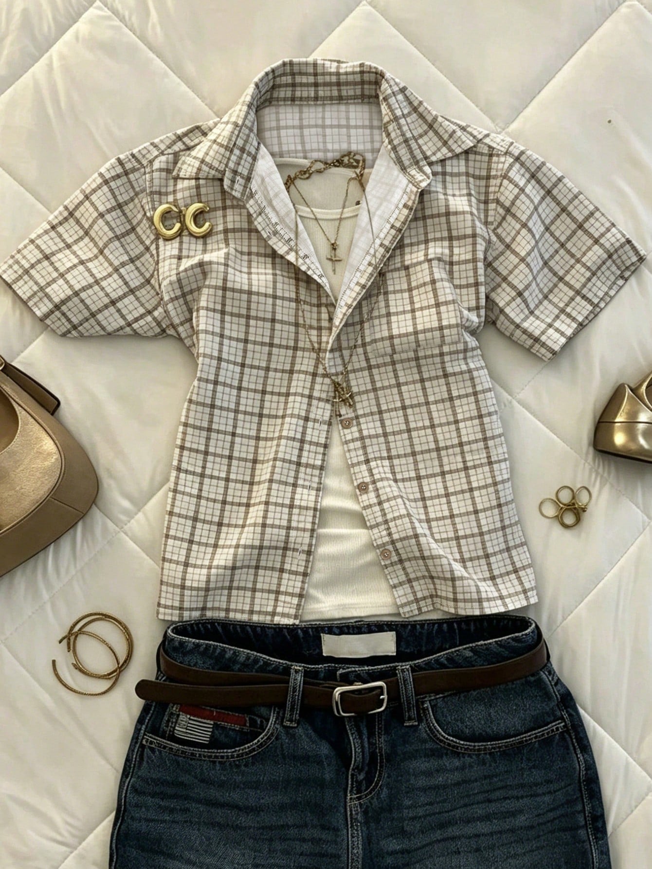 IslaSuriya Women's Casual Plaid Shirt Blouse For Summer