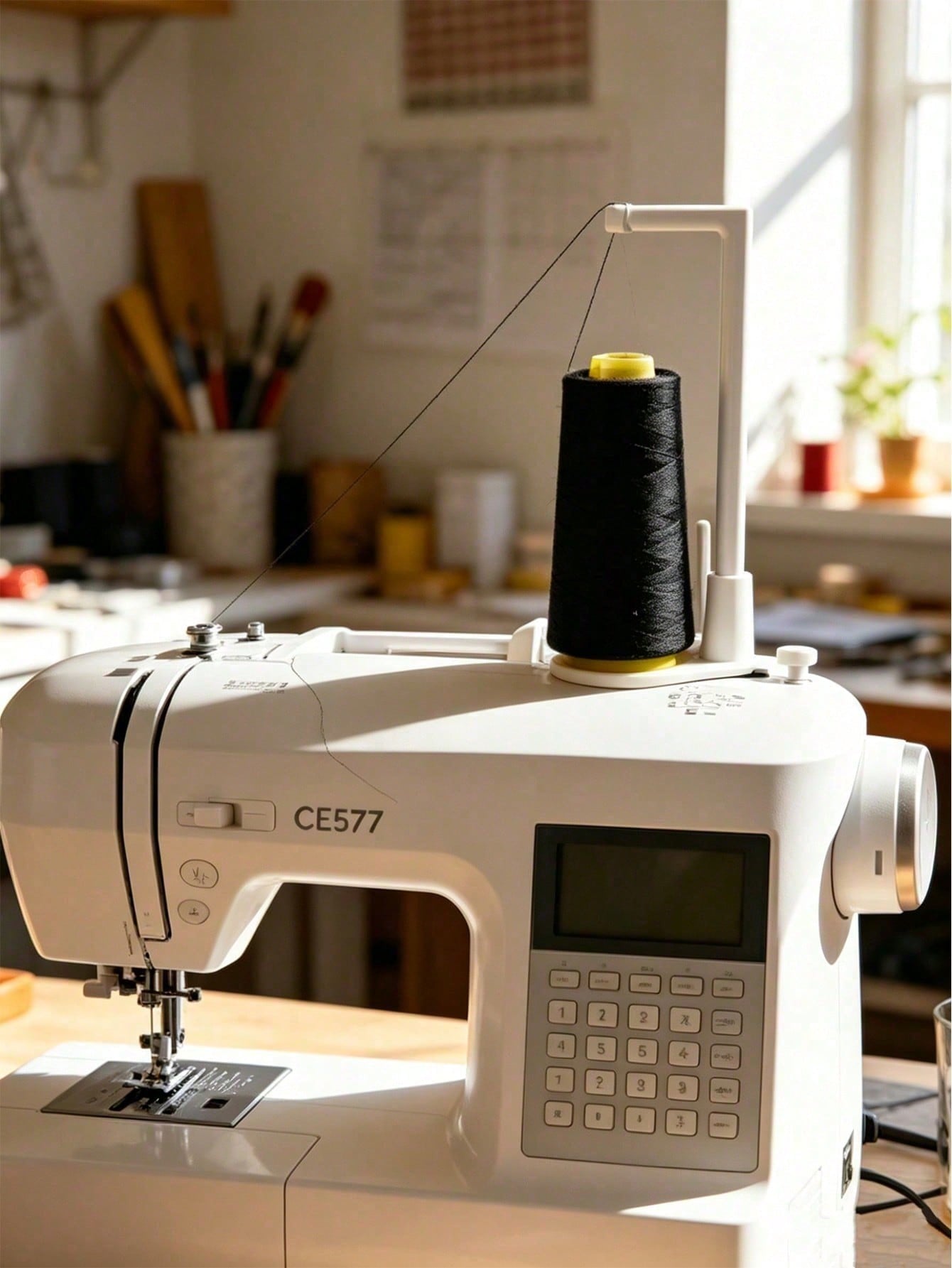 Large Vertical Spool Holder For Home Sewing Machines And Sewing Machines, Anti-Tangle Guide, Professional Handmade Sewing Studio Accessory