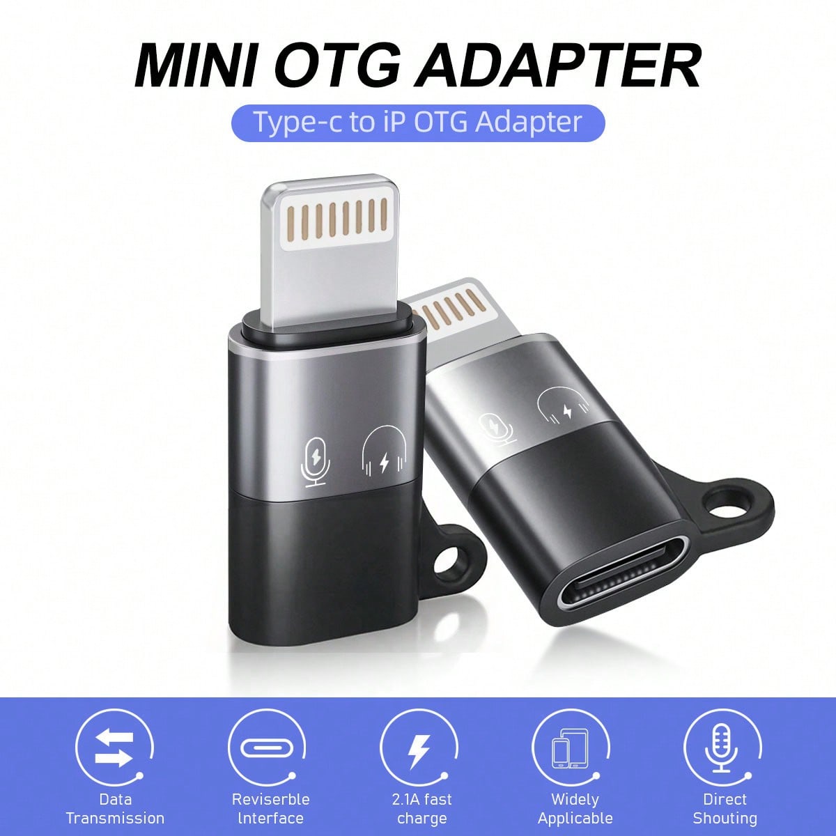 Lightning To Type-C OTG Adapter (Male)/ Type-C Adapter (Female) For IOS, Supports Fast Charging, Headphone Jack, Compatible With IPhone, Can Connect Wireless Lavalier Microphone, Sound Card, Live Str