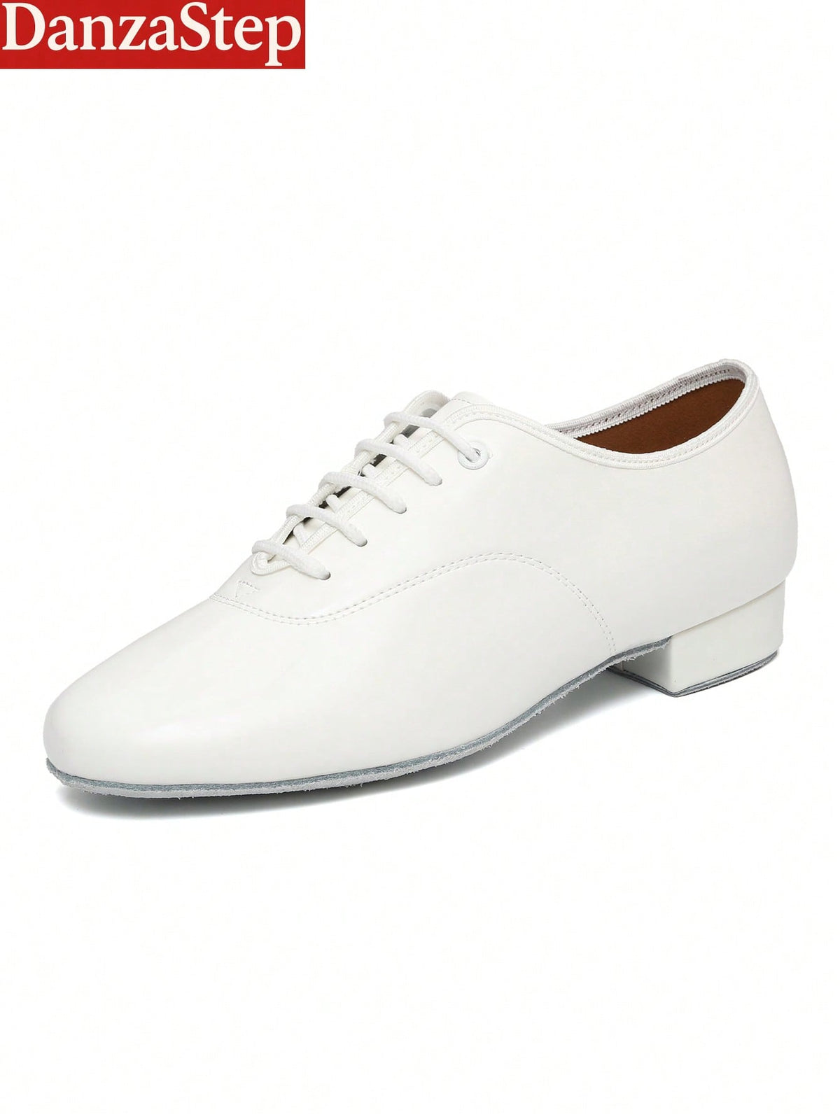 Men's Professional Latin Dance Shoes, White Patent PU Soft Sole For Stage Performance, Ballroom & Modern Dancing, Indoor Training Sneakers