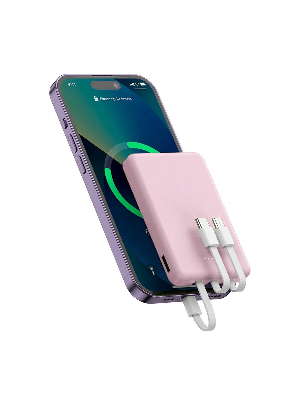 Mini Portable Mobile Phone Power Bank Charger 5000mAh, Input Type-C, USB C Block,4-USB Output Built-In Type-C Cable, Micro Cable, Suitable For IOS Cable Charging, USB-A Output Interface, For IOS And