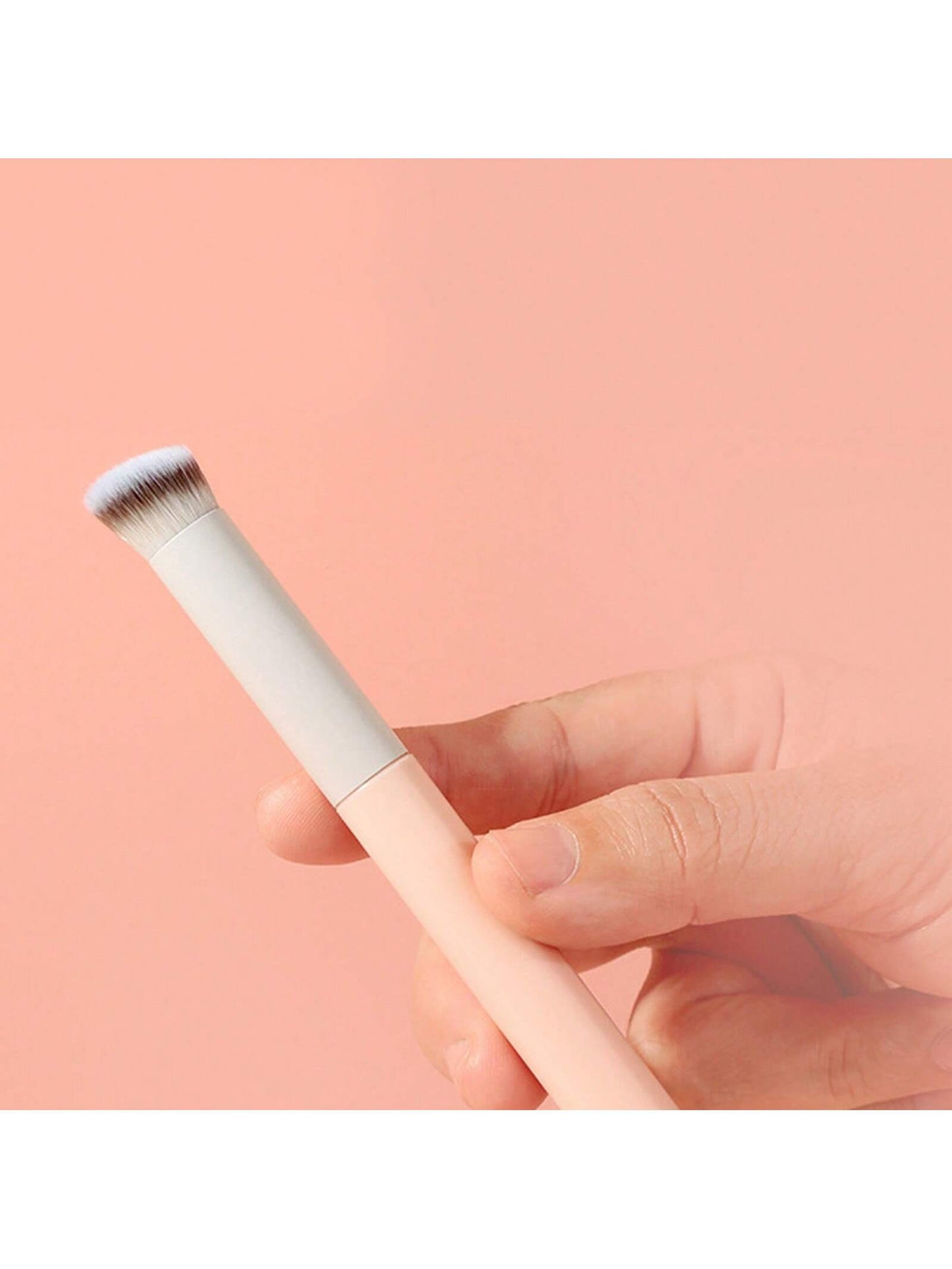 mulynsie 1pc Concealer Brush Mini Oblique Flat-Topped Kabuki Nose Contour Brush, For Covering, Blending, Setting, Powdering, Liquid Cream And Foundation, 270s Face Concealer Repair And Beauty Makeup B