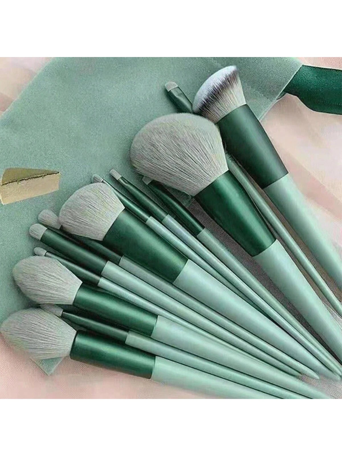 New 13pcs Portable Coffee-Brown Makeup Brush Set With Velvet Bag, Including Blush Brush, Eyeshadow Brush, Powder Brush, Contour Brush, Concealer Brush, Full Set Of Makeup Tools,Brush Set,Makeup Brush