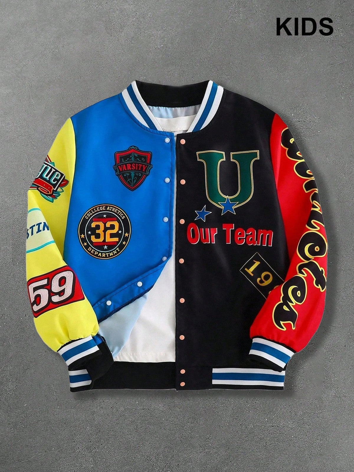 PAVTROS 1pc Boys Casual Streetwear Colorblock Colorful Print Jacket, Suitable For Cool Street Style