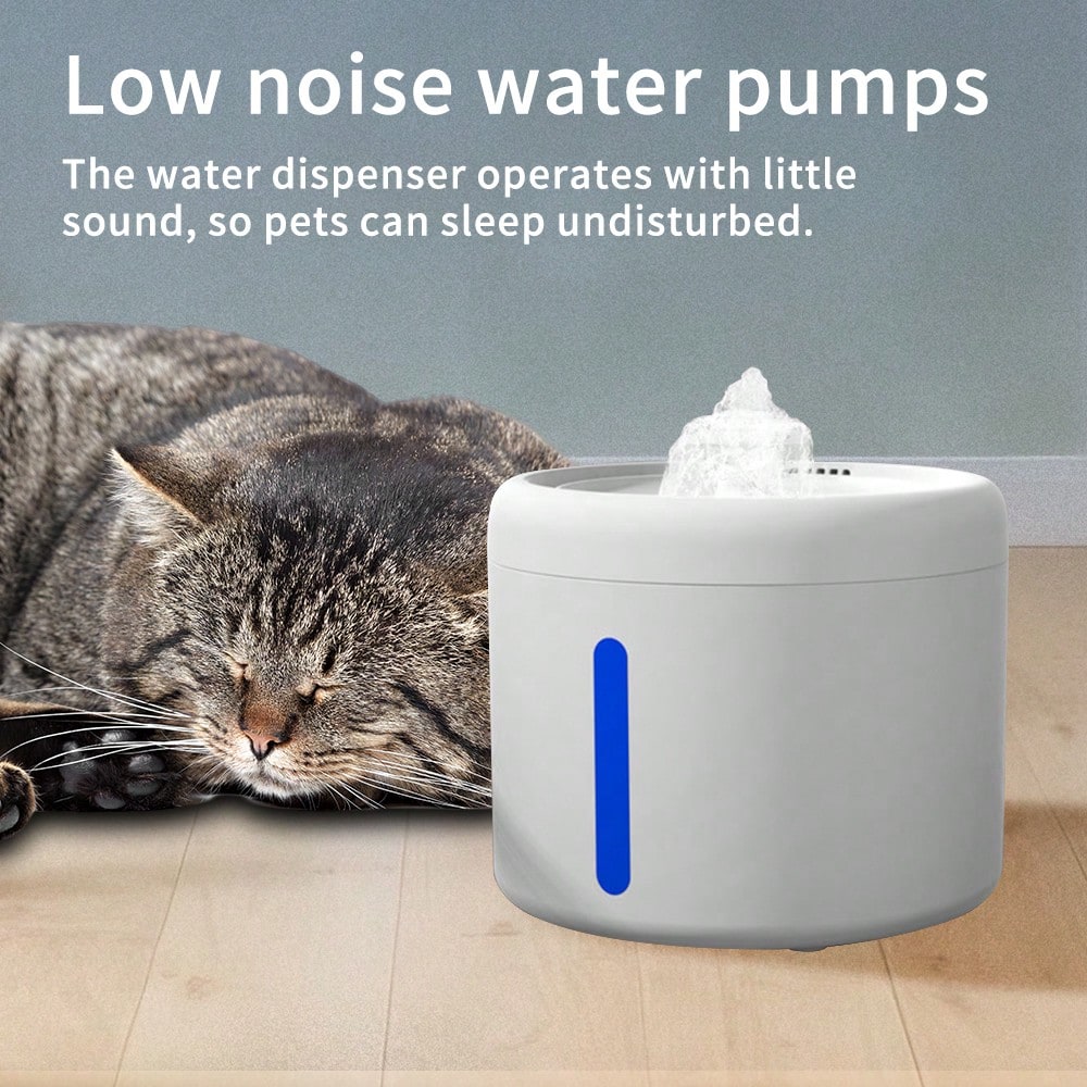 Pet Water Fountain, 2L Automatic Circulating Cat Water Dispenser With Filter, Ultra Quiet & LED Night Light, Easy To Clean, Ideal For Cats, Dogs & Small Pets